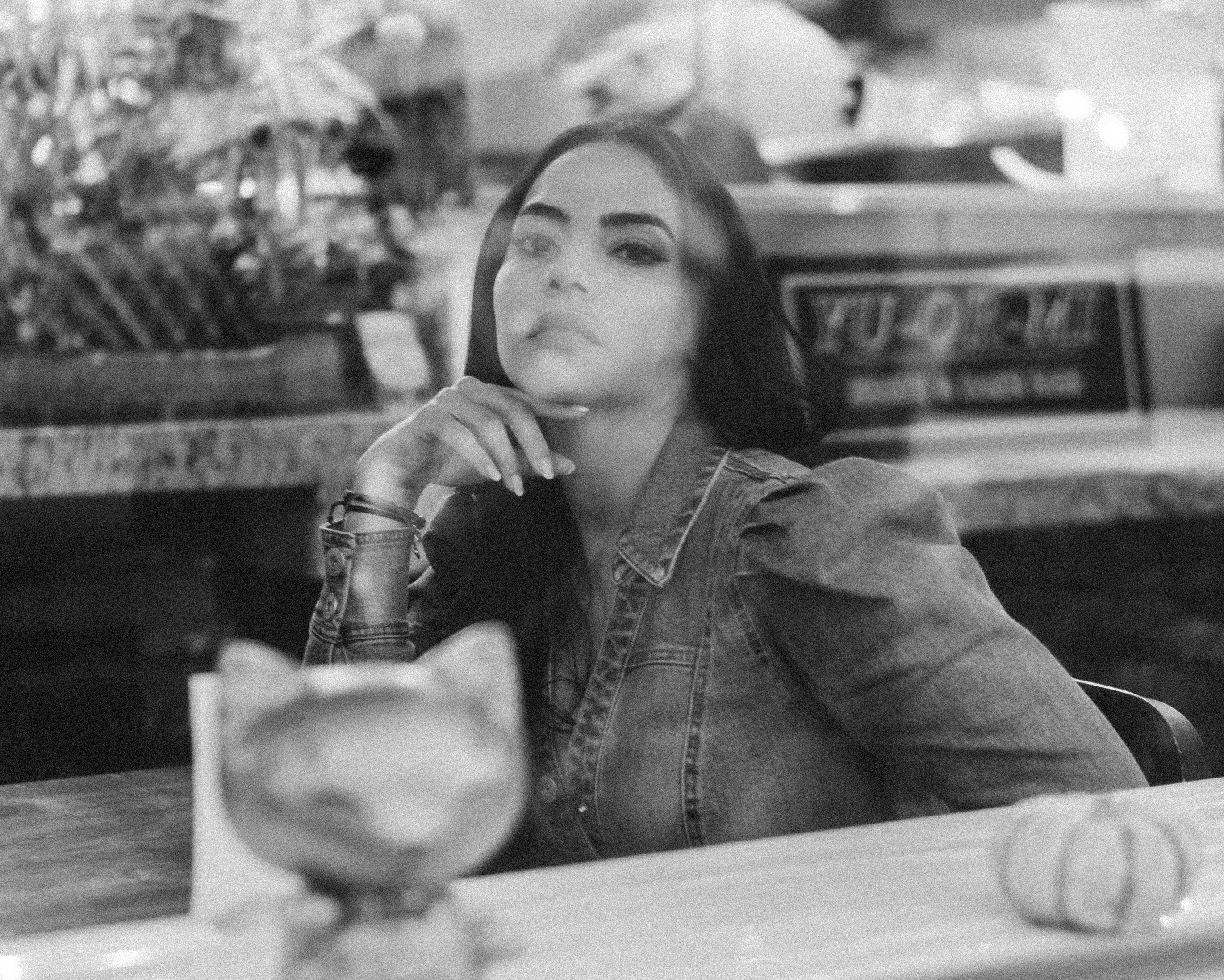 Cafe reflections portrait